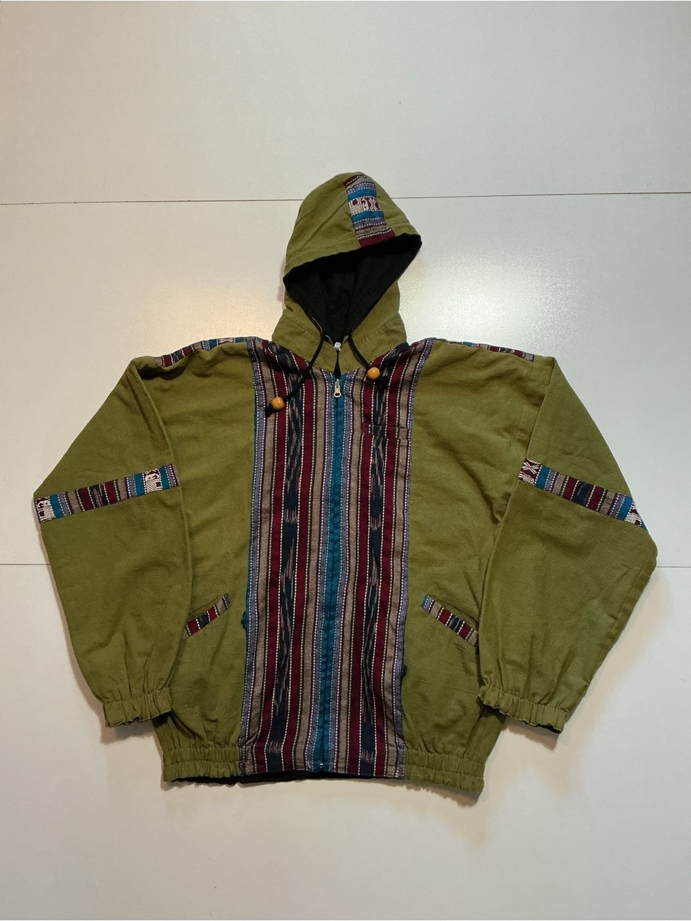 Vintage Thai Made In Thailand Ikat Ethnic Handmade Reversible Full Zip Jacket